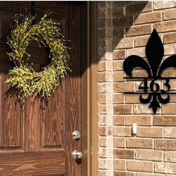 personalized fleur de lis house number sign front door porch home decor housewarming gift 3