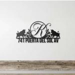 personalized floral bull address sign initial letter monogram house number plaque custom metal sign 0