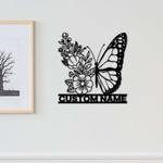 personalized floral butterfly garden decorative custom metal sign 0