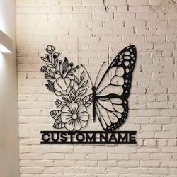 personalized floral butterfly garden decorative custom metal sign 1