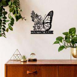 personalized floral butterfly garden decorative custom metal sign 2