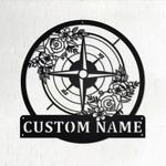 personalized floral compass sign compass wall art sign home decor compass custom metal sign decoration for room housewarming gifts 0