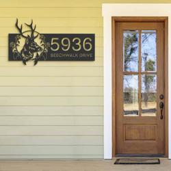 personalized floral deer head address sign house number plaque custom metal sign 1