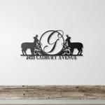 personalized floral deer last name address sign initial letter monogram house number plaque custom metal sign 0