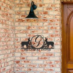 personalized floral deer last name address sign initial letter monogram house number plaque custom metal sign 3