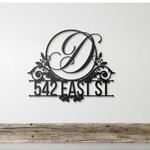 personalized floral family name address sign last name house number plaque custom metal sign 0