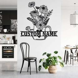 personalized floral frame garden flower pot decorative custom metal sign 1