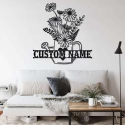 personalized floral frame garden flower pot decorative custom metal sign 2