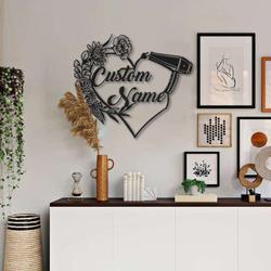 personalized floral hair scissors metal sign hair stylist sign hairdresser sign hair salon decor 1