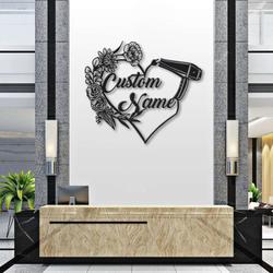 personalized floral hair scissors metal sign hair stylist sign hairdresser sign hair salon decor 2