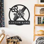 personalized floral hair scissors sign hair salon sign barber shop sign barber gifts 0