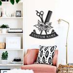 personalized floral hairdresser metal sign hair salon sign hair stylist sign hair dresser tools sign barber gifts 0