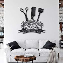 personalized floral hairdresser sign hair stylist metal sign hair salon decor barber shop sign 1