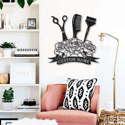 personalized floral hairdresser sign hair stylist metal sign hair salon decor barber shop sign 2