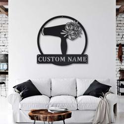 personalized floral hairdresser sign hairstylist studio sign hairdresser tools sign barber shop decor 2