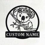 personalized floral koala garden decorative custom metal sign 0