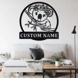 personalized floral koala garden decorative custom metal sign 1