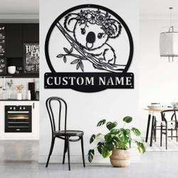 personalized floral koala garden decorative custom metal sign 2