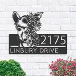 personalized floral llama animal address sign house number plaque custom metal sign 0