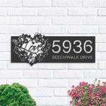 personalized floral love heart butterfly garden address sign house number plaque custom metal sign 0