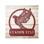 personalized floral mandala pigeon bird garden decorative custom metal sign housewarming gift 0