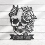personalized floral sugar skull metal wall art halloween decoration for home 0