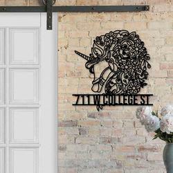 personalized floral unicorn address sign custom metal signs 2