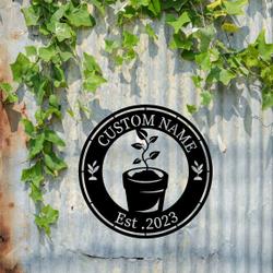 personalized flower pot garden decorative custom metal sign 2
