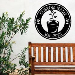 personalized flower pot garden decorative custom metal sign 3