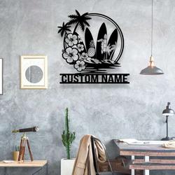 personalized flower surfboad hawaiian sign floral surfboad name sign surfing beach life home decor 3