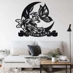 personalized flowers and butterflies garden decorative custom metal sign 1