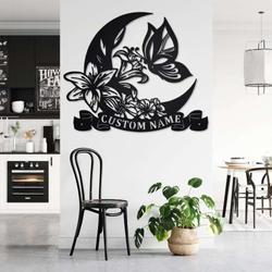 personalized flowers and butterflies garden decorative custom metal sign 2
