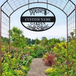 personalized flowers bees and butterflies garden decorative custom metal sign 1