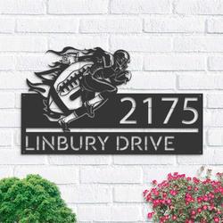 personalized football player sport address sign house number plaque custom metal sign 1