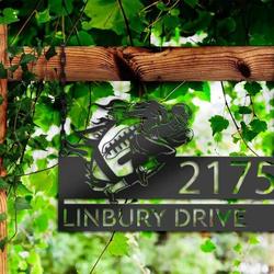 personalized football player sport address sign house number plaque custom metal sign 2