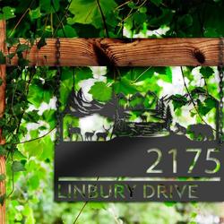 personalized forest elk deer bear scene address sign custom metal signs 1