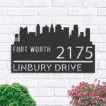 personalized fort worth city skyline metal address sign house number plaque realtor closing gift custom metal sign 0