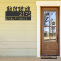 personalized four australian shepherd dogs address sign cute puppy house number plaque custom metal sign 2