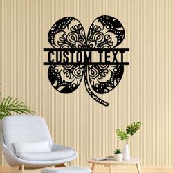personalized four leaf clover mandala yoga studio home decor luck of the irish custom metal sign 1