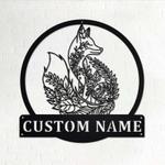 personalized fox mandala yoga studio home decor custom metal sign 0