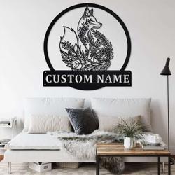 personalized fox mandala yoga studio home decor custom metal sign 2