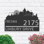 personalized fresno city skyline metal address sign house number plaque realtor closing gift custom metal sign 0