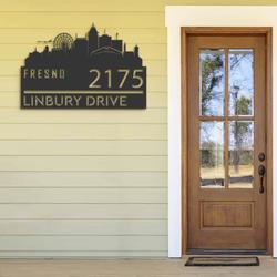 personalized fresno city skyline metal address sign house number plaque realtor closing gift custom metal sign 1