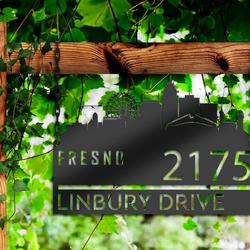 personalized fresno city skyline metal address sign house number plaque realtor closing gift custom metal sign 2