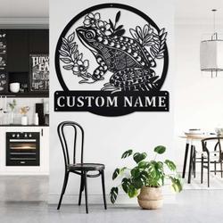 personalized frog mandala garden studio home decor custom metal sign 1