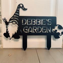 personalized funny gnome mushroom garden decorative custom metal sign 1