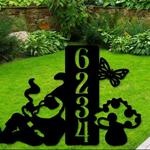 personalized funny gnome with pipe address sign house number plaque custom metal sign 0