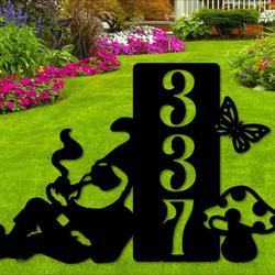 personalized funny gnome with pipe address sign house number plaque custom metal sign 1