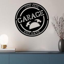 personalized garage metal wall art dad workshop decor man cave decor custom name mechanic metal sign 1