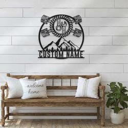 personalized garage on mountain sign workshop custom metal signs tool shop decor man cave decoration 2
